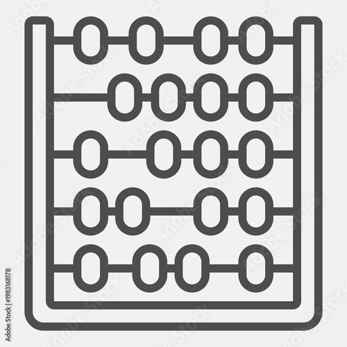 Abacus line icon, calculations concept. Vector graphics. Wooden calculator sign with outline style icon for mobile or web design.