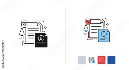 Law and Finance Legal Document Icon, Justice Concept