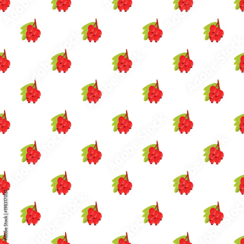 Red hawthorn berries with green leaves creating a vibrant seamless pattern