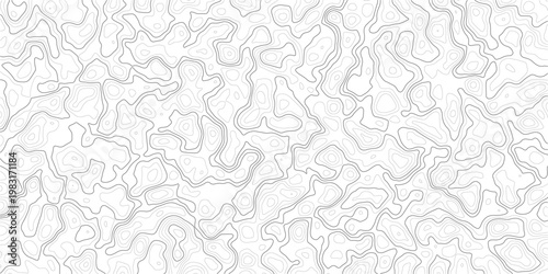Topographic map design with wavy lines and contours on white background_2