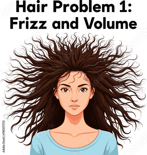 Isolated a realistic kinds of deferent Hair problem 1Frizz and volume vector art with white background..