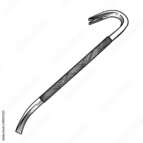 crowbar tool vector line art hand drawn illustration