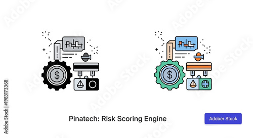 Risk Scoring Engine Icon, Fintech Concept