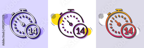 Quarantine timer line icon. Halftone dotted pattern. Gradient icon with grain shadow. Coronavirus incubation period sign. Self-isolation symbol. Line quarantine icon. Various designs. Vector