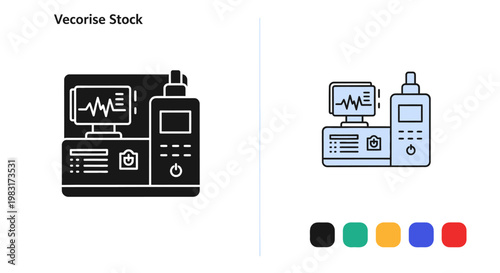 Ventilator machine vector icon for medical equipment