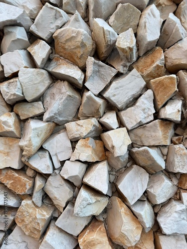 Pile of white stones and rocks natural texture background