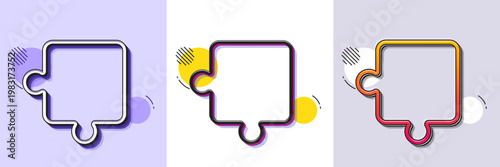 Puzzle piece line icon. Halftone dotted pattern. Gradient icon with grain shadow. Jigsaw game shape sign. Business strategy element. Line puzzle icon. Various designs. Vector