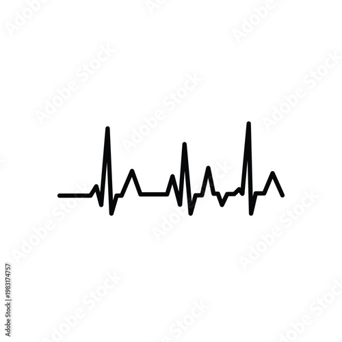 A simple black electrocardiogram line graph representing a heartbeat on a white background.