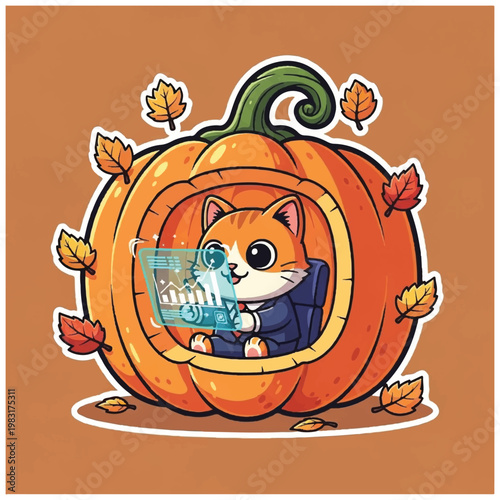 Shiba Inu in a Pumpkin Costume.