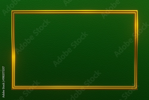 Elegant gold frame on green leather background for luxury gift cards and eco-friendly premium branding