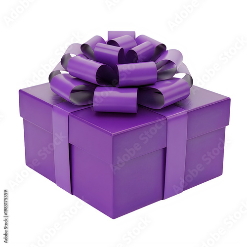 Elegant purple gift box with decorative bow ribbon on top