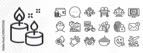 Pasta, Search employee and Hand line icons for web app. Glare of light effect. Message icon. Pack of Brain working, Food delivery, Lock pictogram icons. Vector