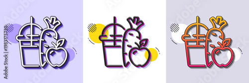 Juice line icon. Halftone dotted pattern. Gradient icon with grain shadow. Carrot with apple smoothie sign. Fresh vegetables symbol. Line juice icon. Various designs. Vector