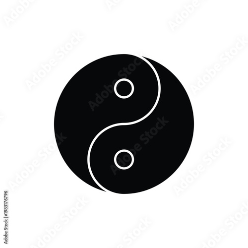 A black and white yin and yang symbol representing balance and harmony.