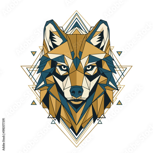 Geometric Wolf Head Abstract Art Illustration.