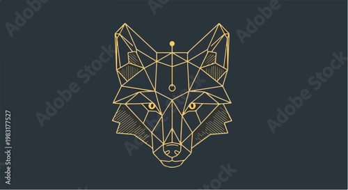 Geometric Fox Head Abstract Digital Art.