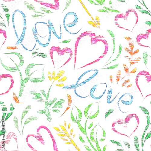 seamless floral pattern love letting valentines heart and flowers 