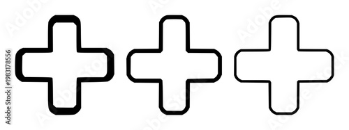 Plus add icon set with solid black plus symbol on white background featuring plus, add, icon elements with graphic and navigation