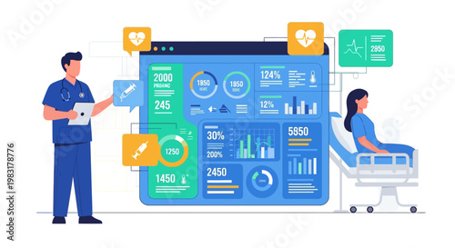 Medical Health Technology Dashboard with Doctor and Patient Data Visualization