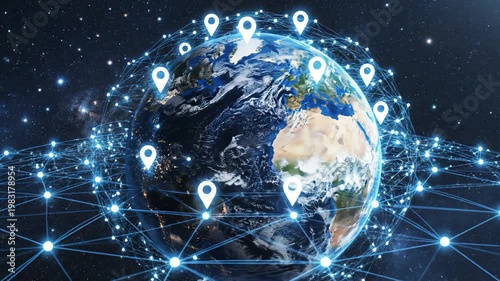 Wallpaper Mural Earth with global network connections for corporate presentations, business marketing, and commercial use Torontodigital.ca