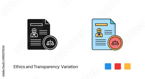 Ethics and Transparency Icon, Legal Compliance Concept