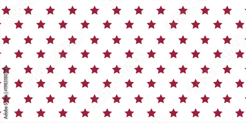 Seamless pattern of evenly spaced small red stars vector design on white background.