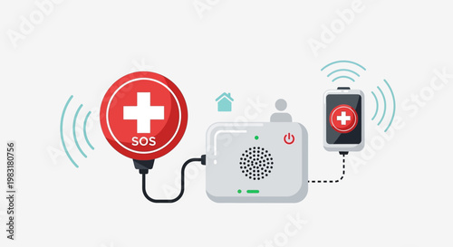 Emergency alert system with medical symbol and wearable device for personal safety and healthcare monitoring