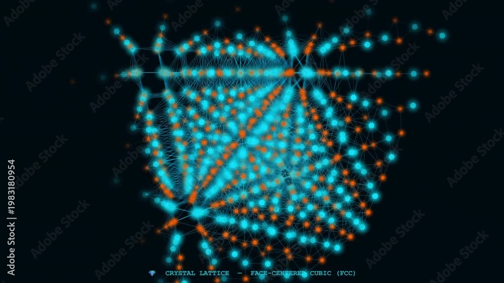custom made wallpaper toronto digitalDynamic Crystal Lattice representation in beautiful 4K 3D animation, ideal for educational science backgrounds.