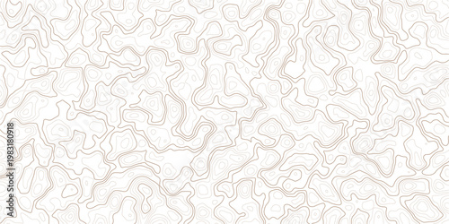Topographic map illustration with wavy lines and contours on white background