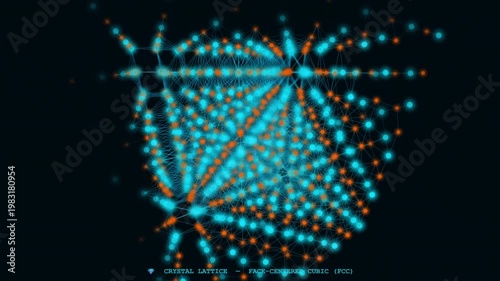 Wallpaper Mural Dynamic Crystal Lattice representation in beautiful 4K 3D animation, ideal for educational science backgrounds. Torontodigital.ca