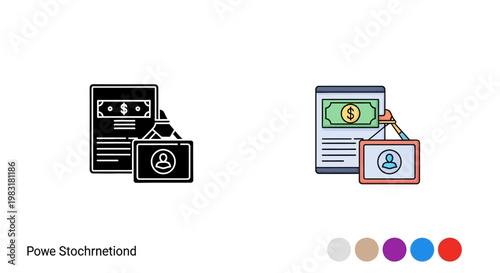 Salary payroll icon. Payment and employee ID concept