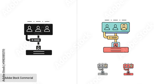 Video conference icon. Online meeting, virtual communication
