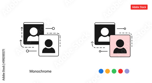 User transfer icon. Data migration, file sharing concept