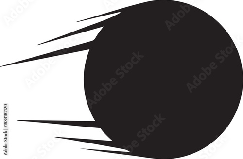 Black speeding ball, motion blur, dynamic icon, speed symbol