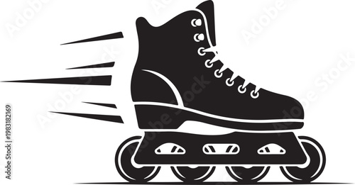 Inline Skating, Roller Skate, Black Icon, Speed Vector