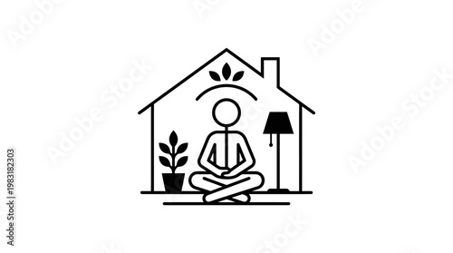 Meditating Figure in Home Icon
