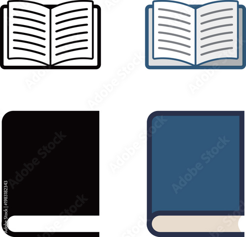 シンプルな本のアイコンセット