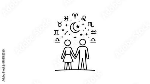 Astrology Concept of a Couple Holding Hands