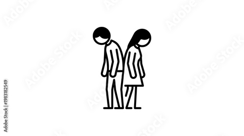 Silhouette Of Couple Facing Away From Each Other