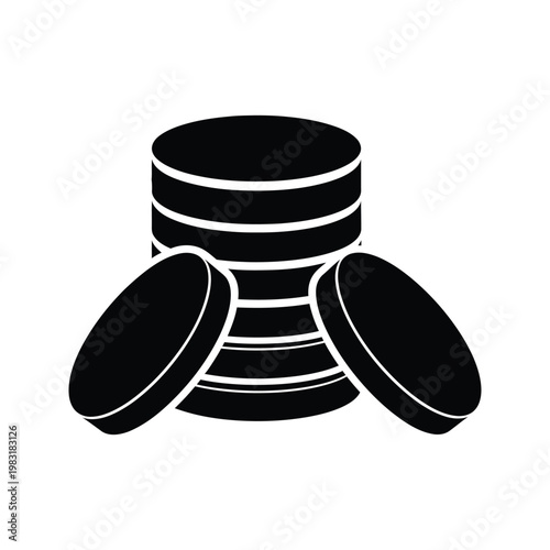 Stack of coins icon vector illustration, money pile symbol for finance business and investment growth, concept of savings and wealth.
