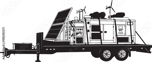 Mobile solar power generator, renewable energy trailer, eco friendly equipment, sustainable energy system