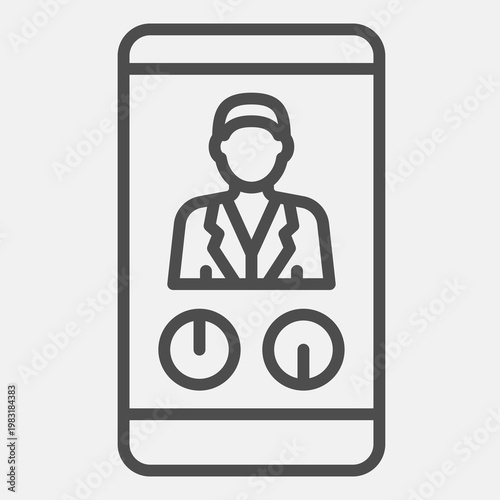 Voter on smartphone line icon, democracy day concept. Vector graphics. Screen with voting buttons sign with outline style icon for mobile or web design.