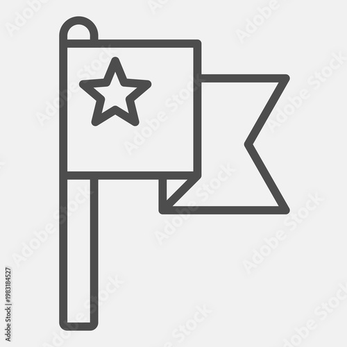 Voters flag line icon, democracy day concept. Vector graphics. Flag with star sign with outline style icon for mobile or web desig