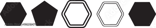 Black and white hexagons with different line styles