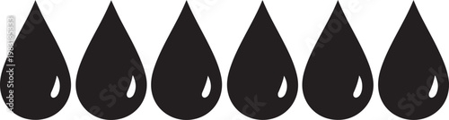 Black teardrop shapes with white highlights on white background
