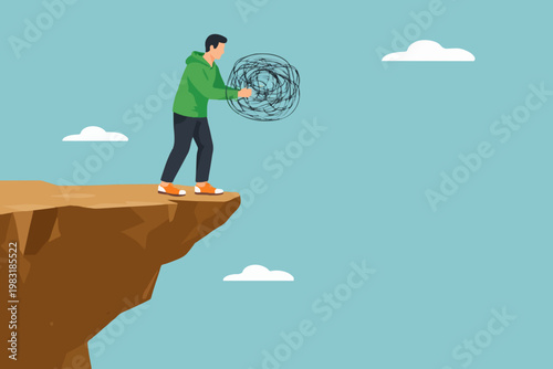 Person with tangled thoughts