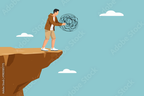 Man and tangled problem concept