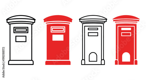 Hand Drawn Mailbox Collection of British Post Box Vectors