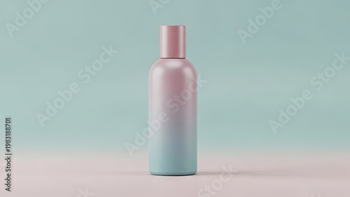 Cosmetic bottle in pastel colors on a minimalist background