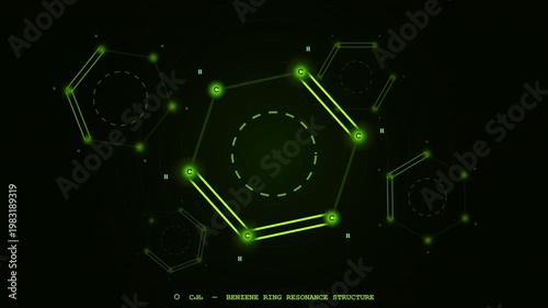 Wallpaper Mural Stunning motion graphics featuring Benzene Ring, perfect for futuristic and scientific visual concepts. Torontodigital.ca